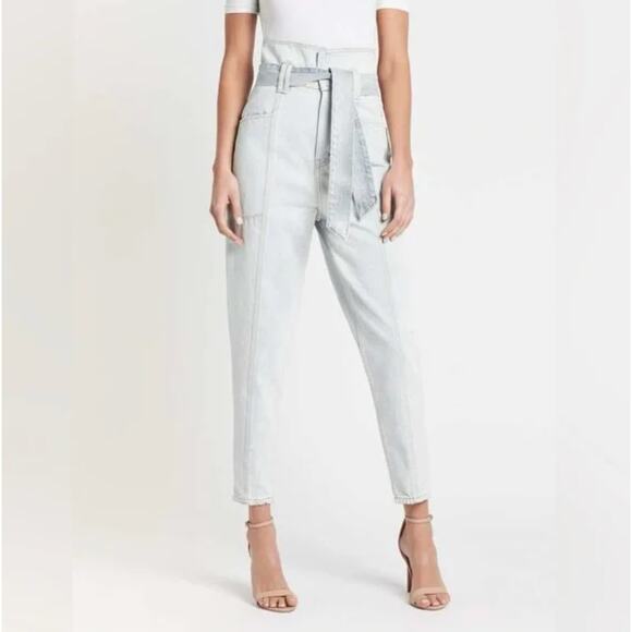 IRO Paris Vieno Denim Belted High Rise Tapered Leg Paperbag Jeans, size FR36/US4 - Picture 1 of 10